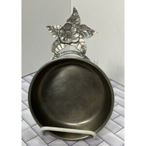 Vintage Sycamore Pewtersmith Baby Porringer Bowl/Pan W/ Magnolia Flower Hanger